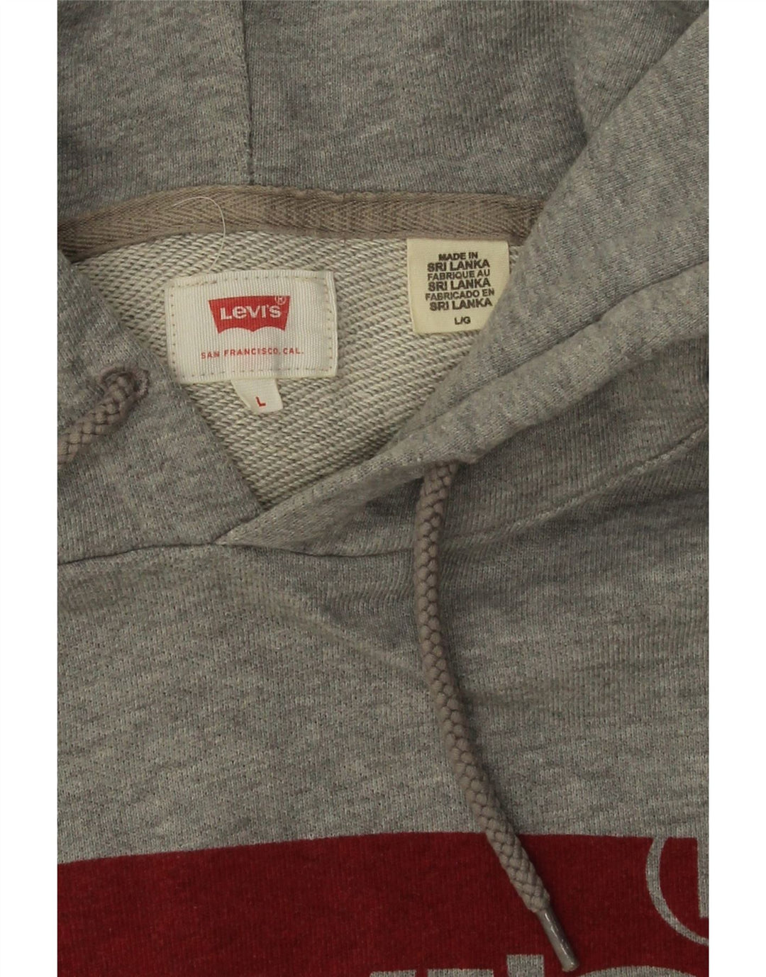 LEVI'S Mens Graphic Hoodie Jumper Large Grey Cotton Vintage Levi's and Second-Hand Levi's from Messina Hembry 