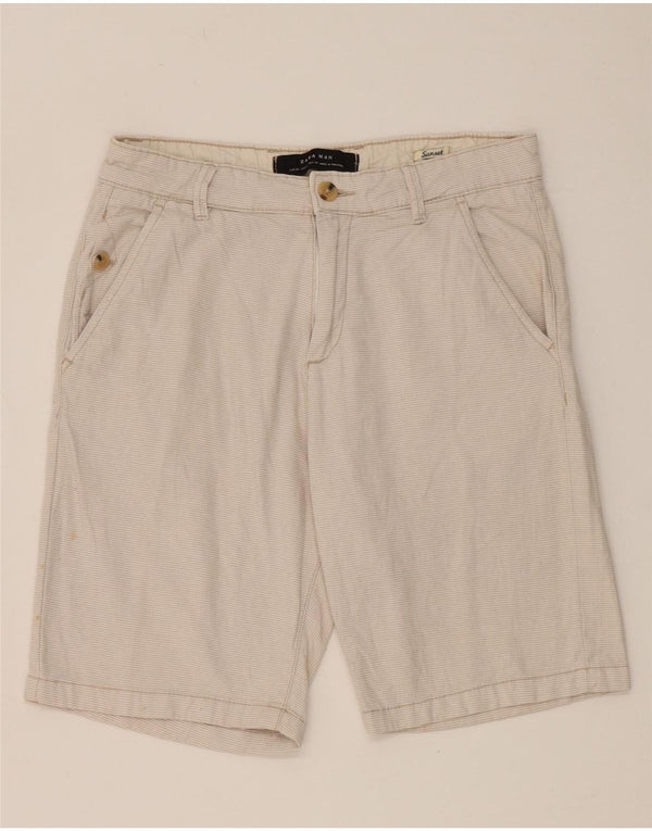 Zara Mens Chino Shorts EU 36 XS W29 Algodão Xadrez Bege