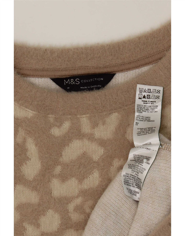 Suéter feminino Marks & Spencer com gola redonda Reino Unido 14 marrom médio
