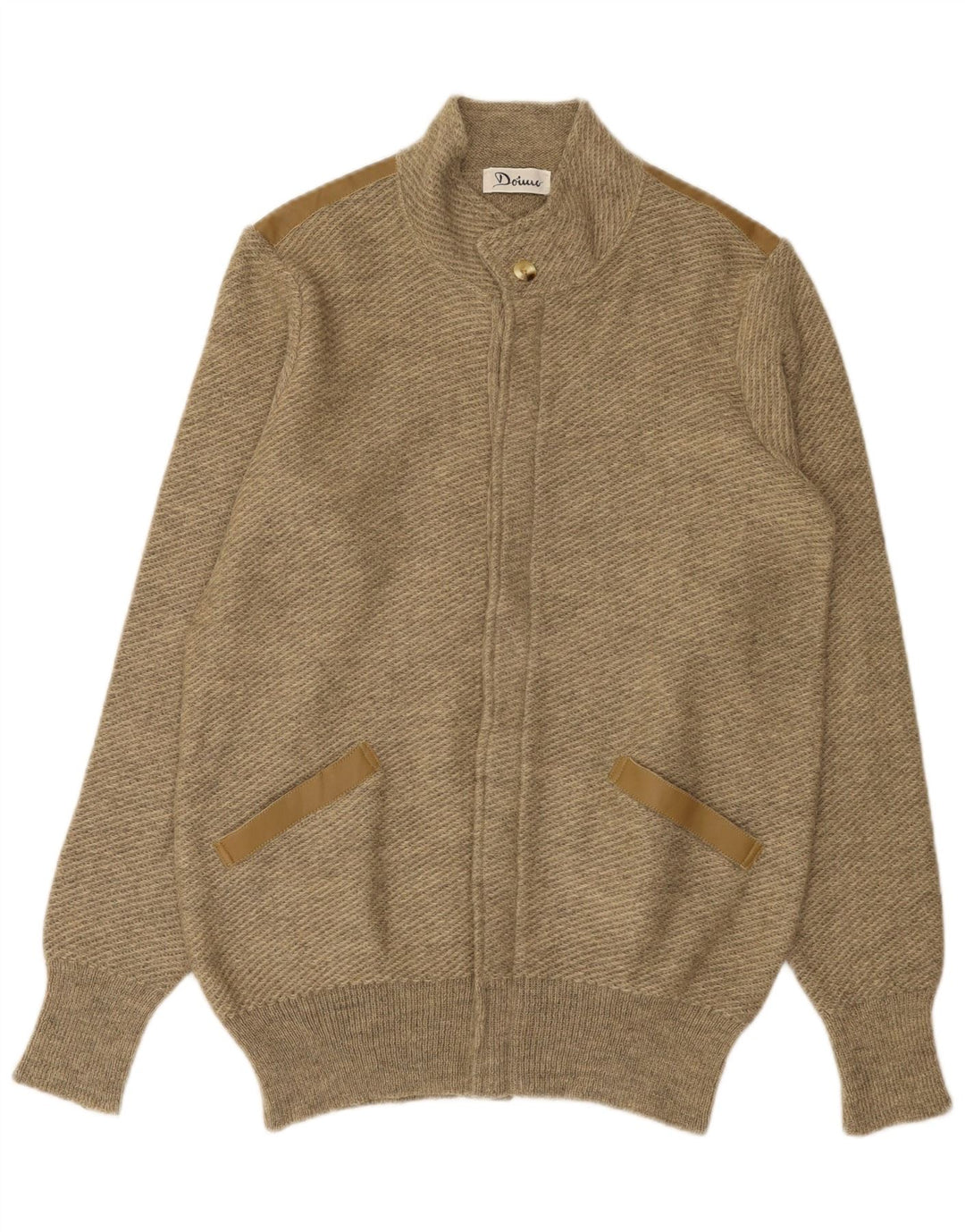 Suéter cardigã masculino VINTAGE médio bege