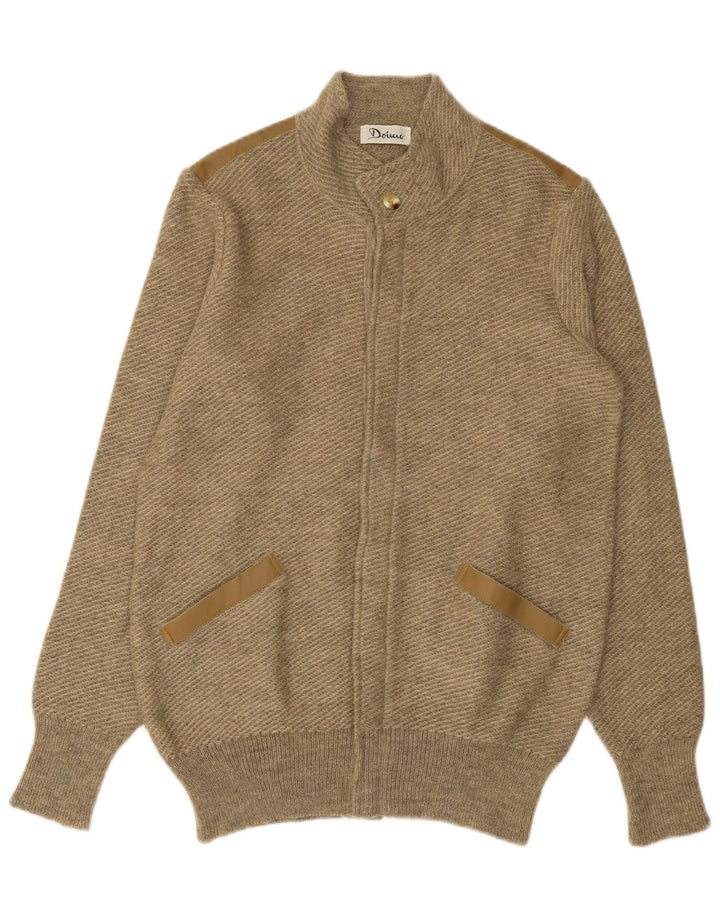 Suéter cardigã masculino VINTAGE médio bege