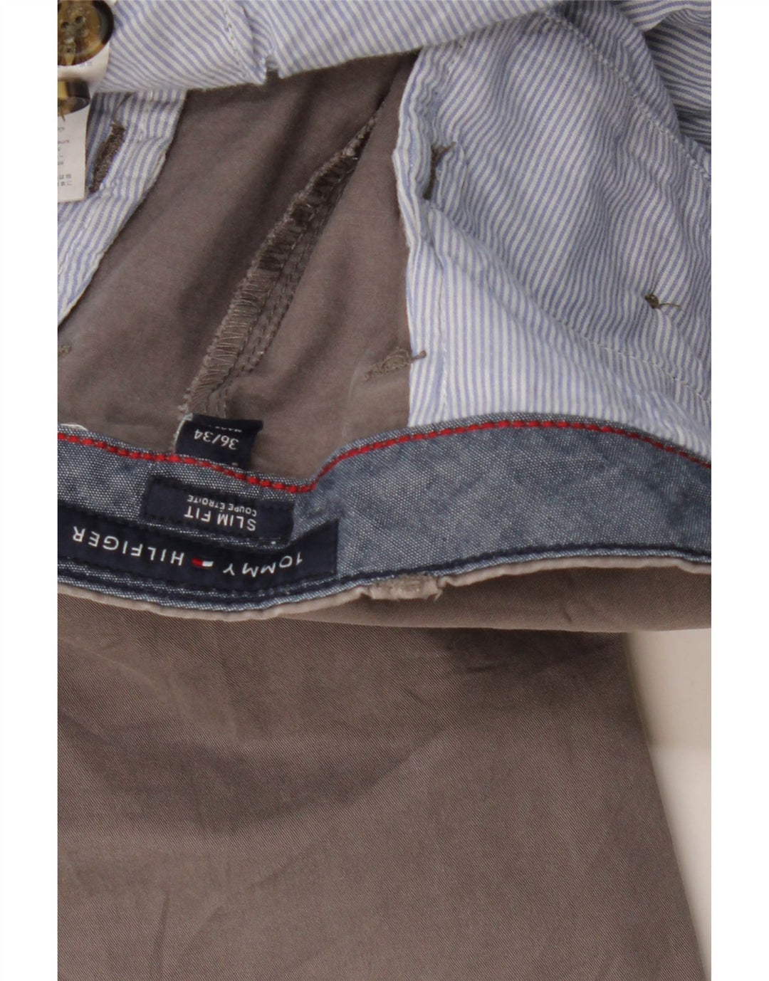 Calça Chino masculina TOMMY HILFIGER slim fit W36 L31 algodão cinza