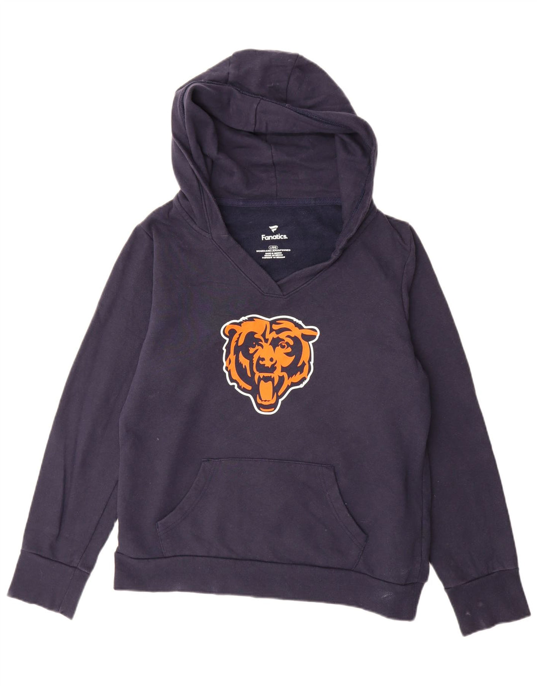 FANATICS Suéter feminino com capuz gráfico Chicago Bears Reino Unido 16 grande azul marinho