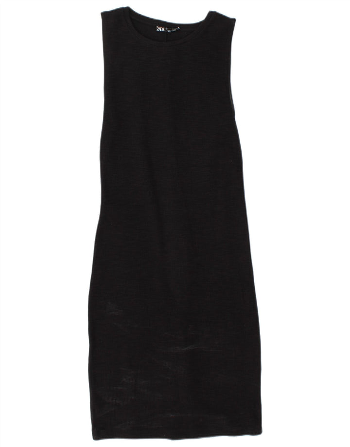Vestido feminino Zara com bainha sem mangas UK 10 pequeno preto
