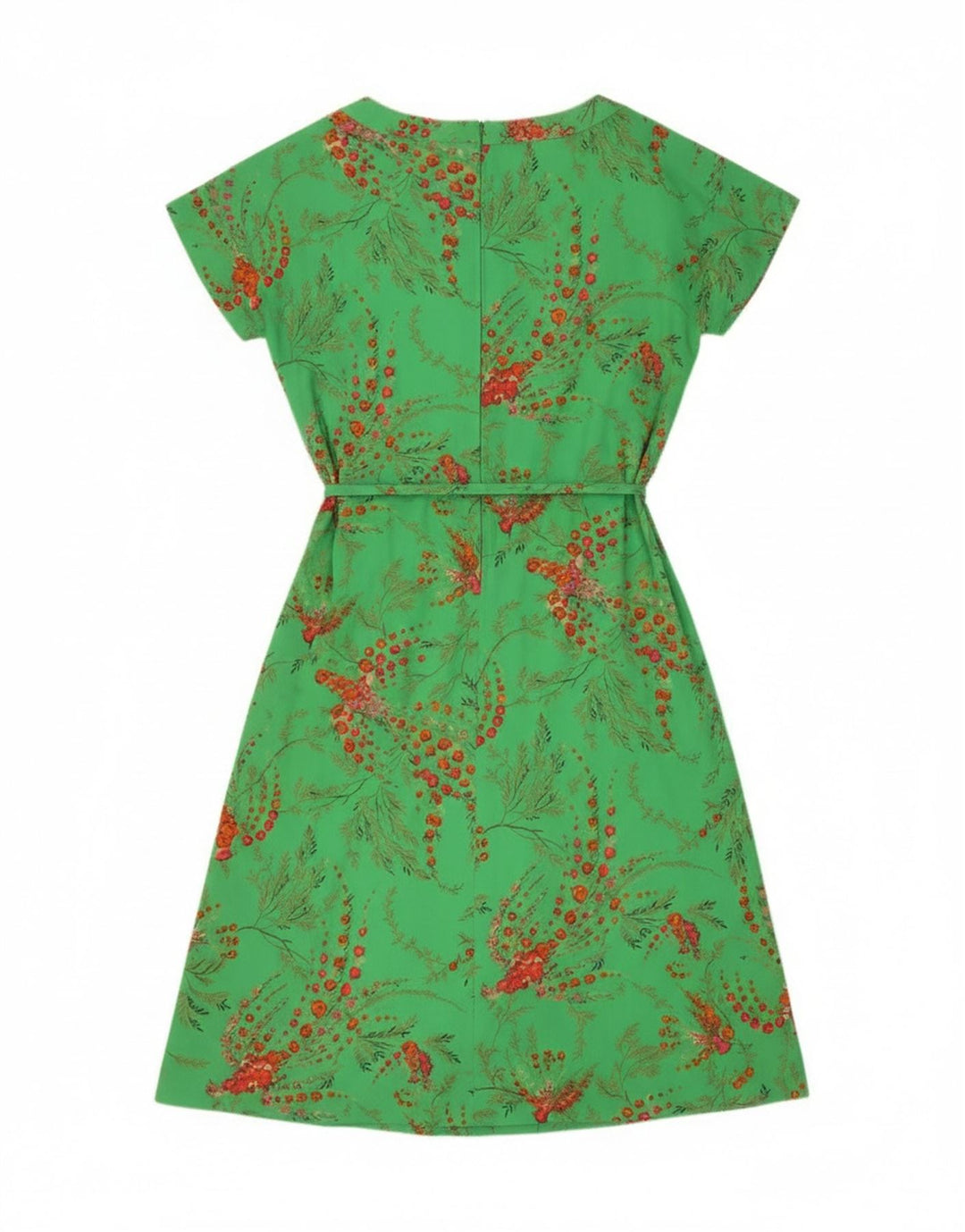 Vestido vintage feminino evasê EU 40 poliéster floral verde médio