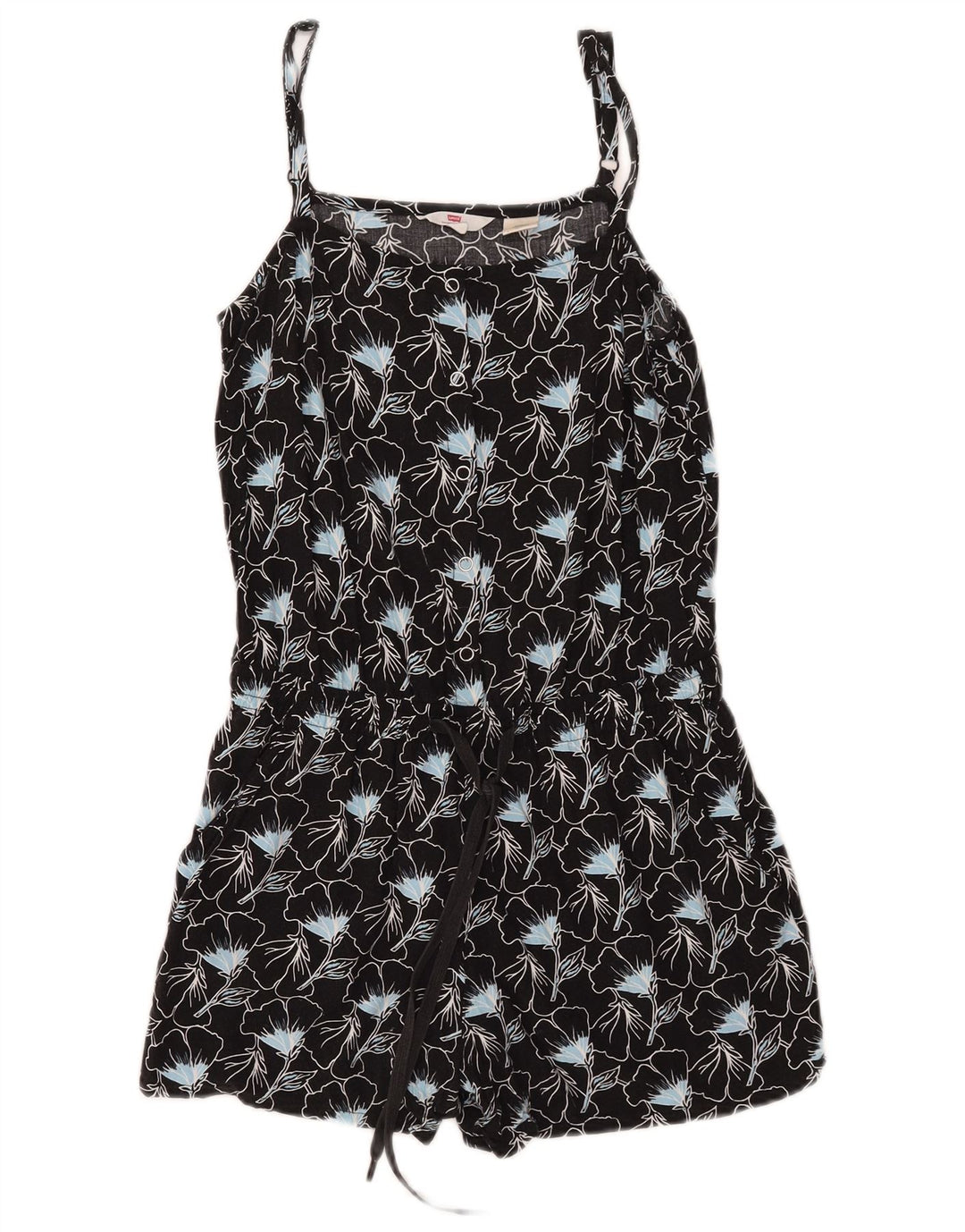 Macacão feminino sem mangas Levi's UK 10 pequeno preto floral viscose