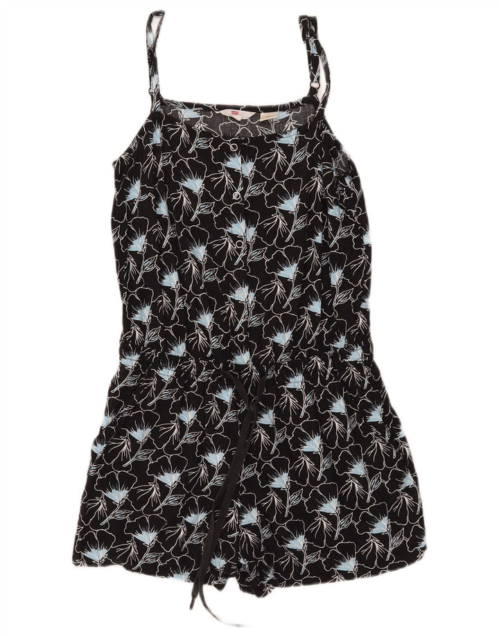 Macacão feminino sem mangas Levi's UK 10 pequeno preto floral viscose
