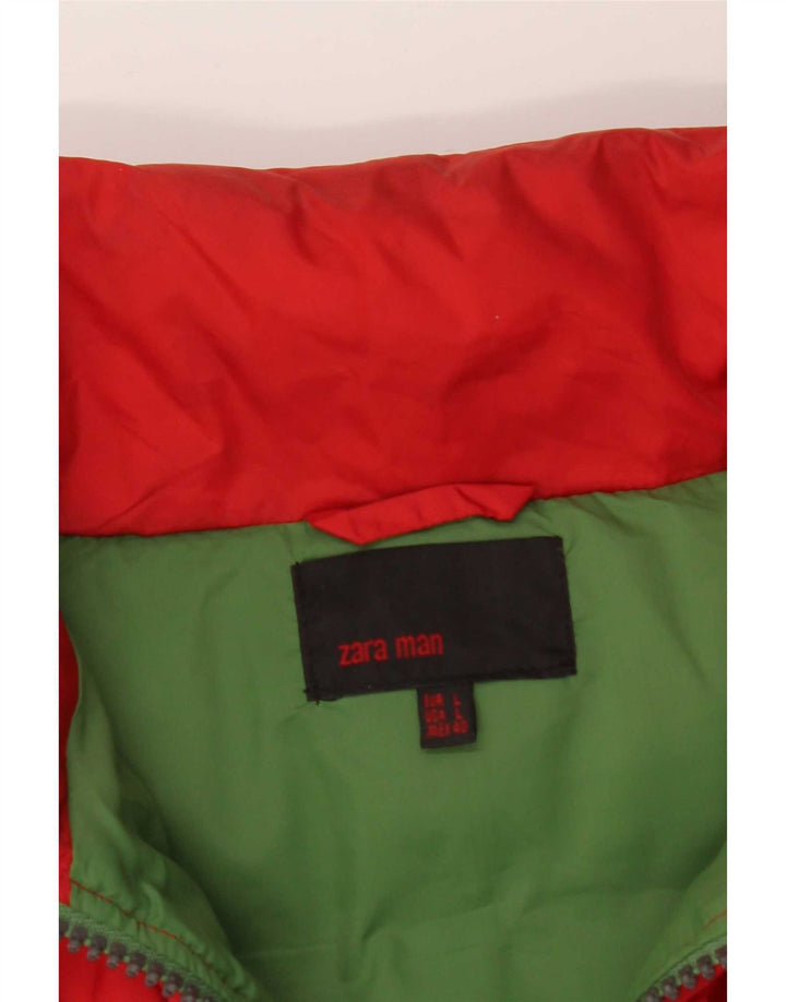Colete acolchoado masculino Zara UK 40 grande nylon vermelho