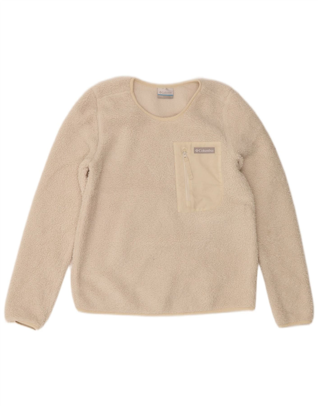 Suéter de lã feminino Columbia UK 10 pequeno poliéster branco