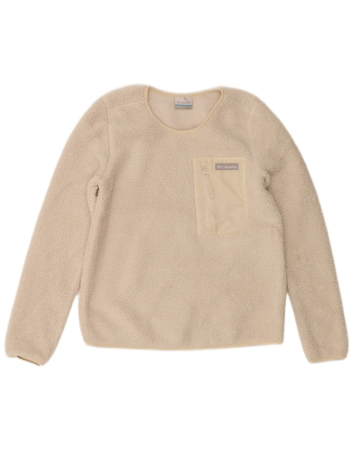 Suéter de lã feminino Columbia UK 10 pequeno poliéster branco