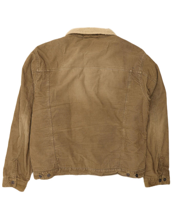 Marks & Spencer Mens Blue Harbour Sherpa Corduroy Jacket UK 44 2XL Khaki