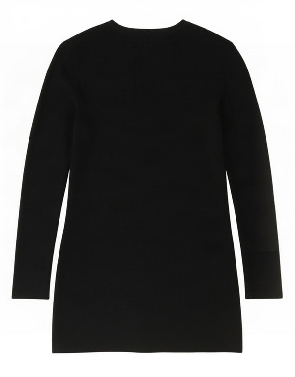 Zara Womens Long Sleeve Jumper Dress UK 14 Large Black Wool