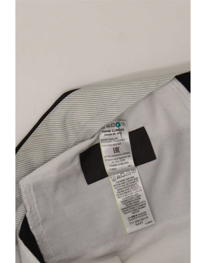 Calça masculina de terno regular Marks & Spencer W36 L33 azul marinho poliéster