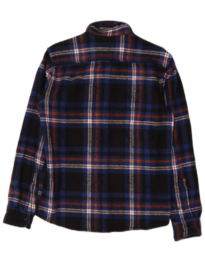 Camisa masculina de flanela Dickies pequena xadrez azul marinho de algodão