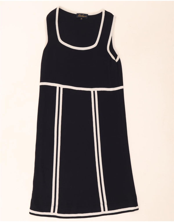 Vestido feminino Luisa Spagnoli sem mangas UK 12 azul marinho médio
