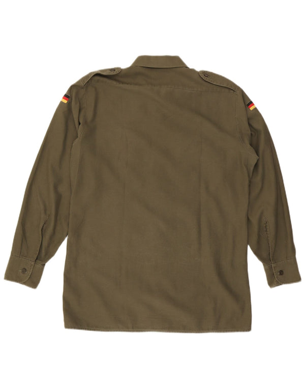 Camisa militar masculina vintage média cáqui