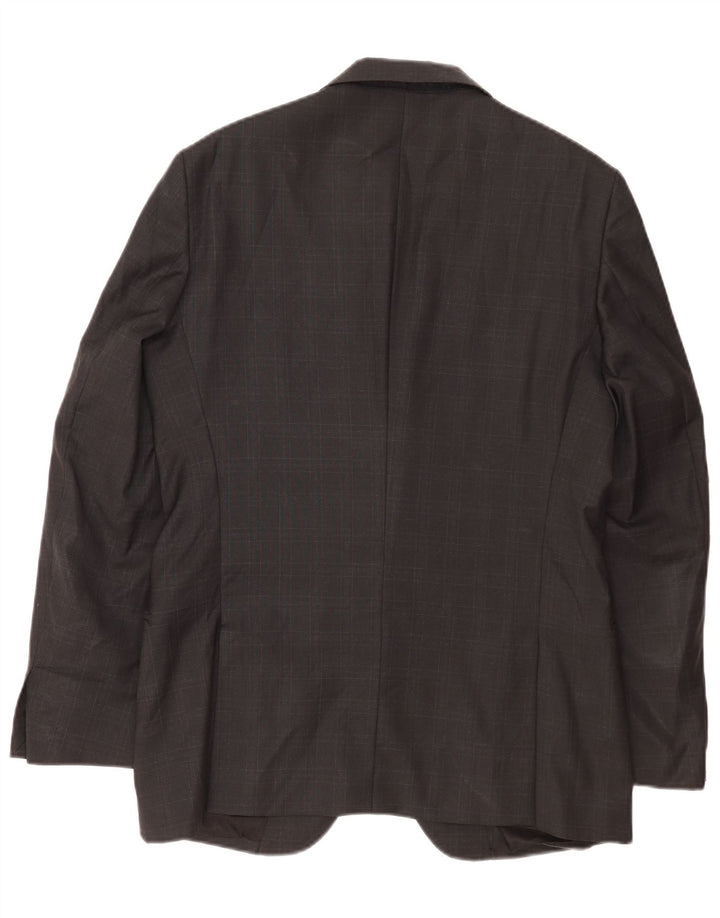 Jaqueta blazer masculina de 2 botões Calvin Klein IT 50 grande lã xadrez cinza