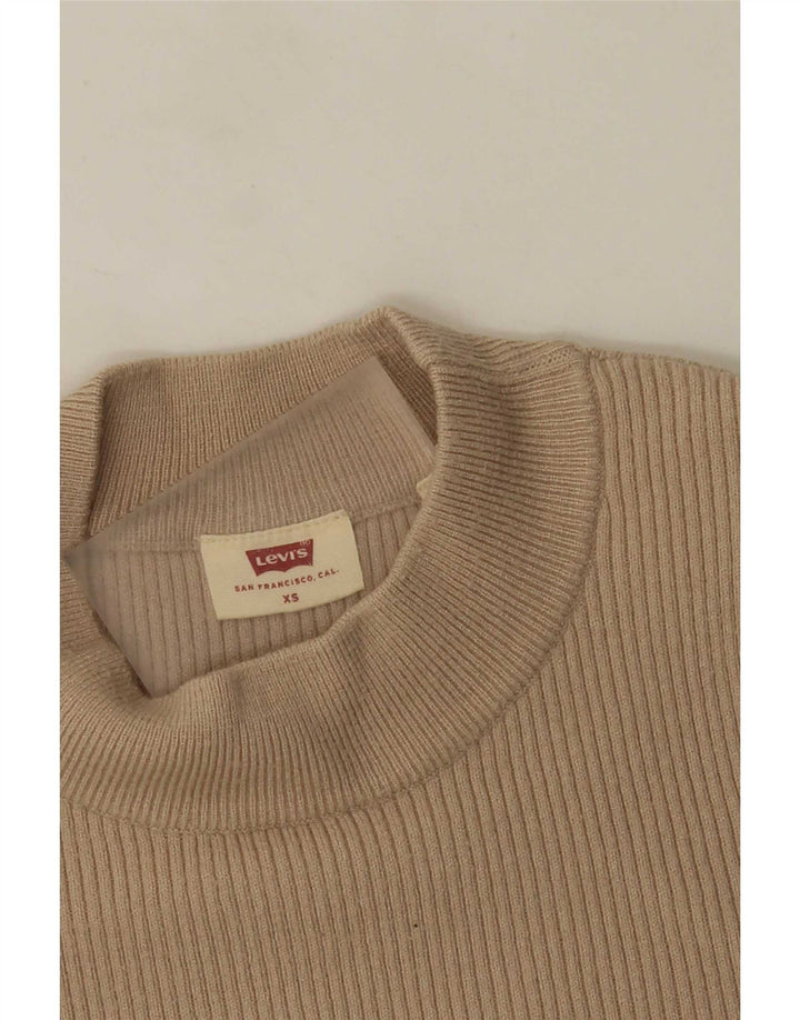 Suéter feminino Levi's com gola redonda UK 4 XS bege