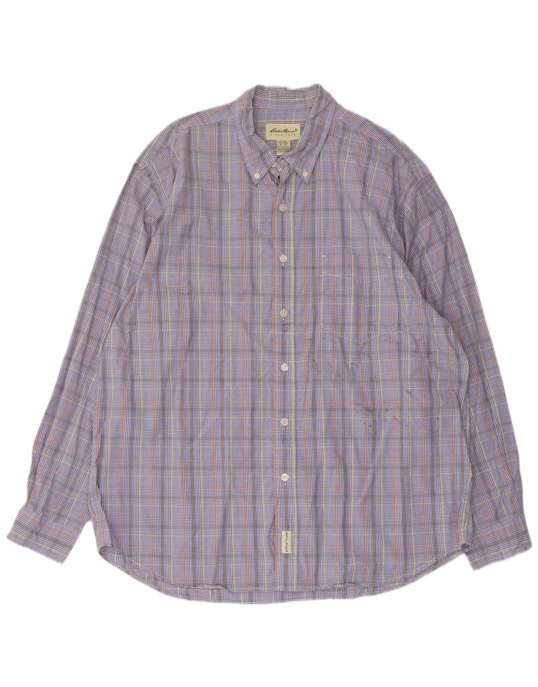 Camisa masculina Eddie Bauer XL azul xadrez algodão