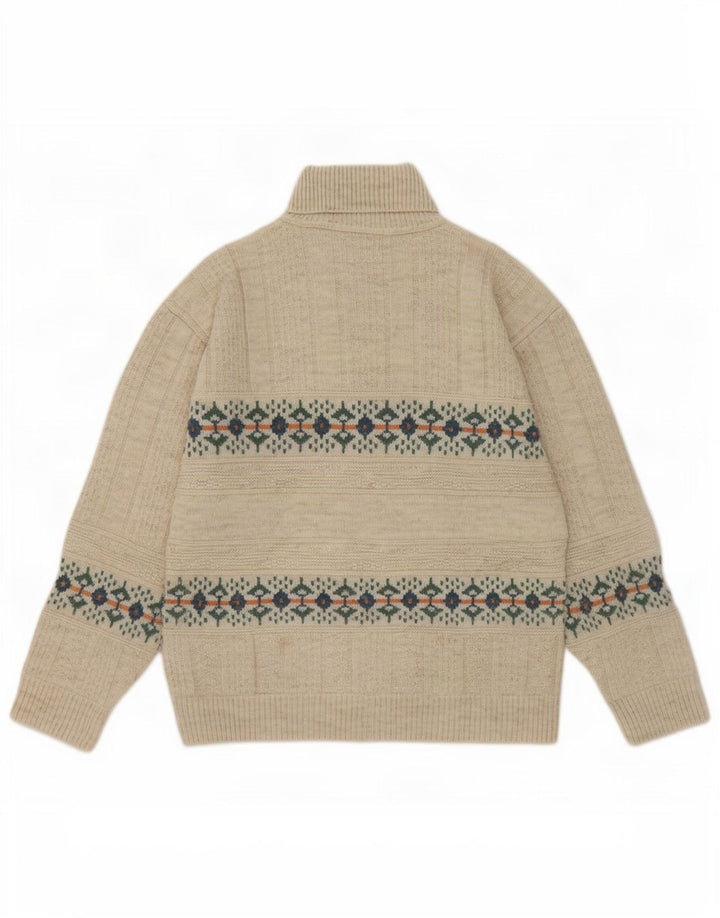 Suéter masculino North Pole com gola redonda, bege médio, Fair Isle