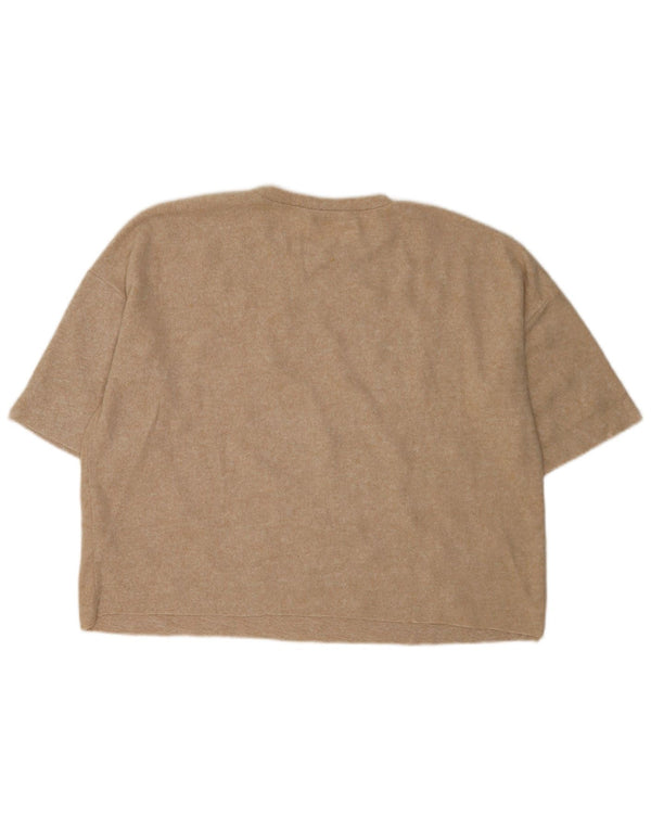 Zara Camiseta Feminina Trafaluc Oversized Top UK 14 Bege Médio Salpicado
