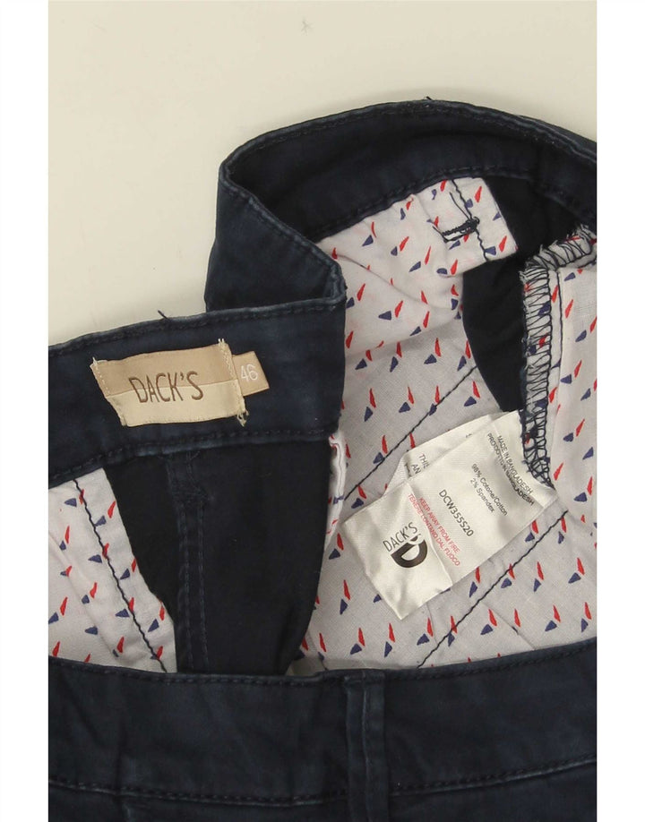 Shorts Chino feminino de ajuste regular da Dack IT 46 grande W34 algodão azul marinho