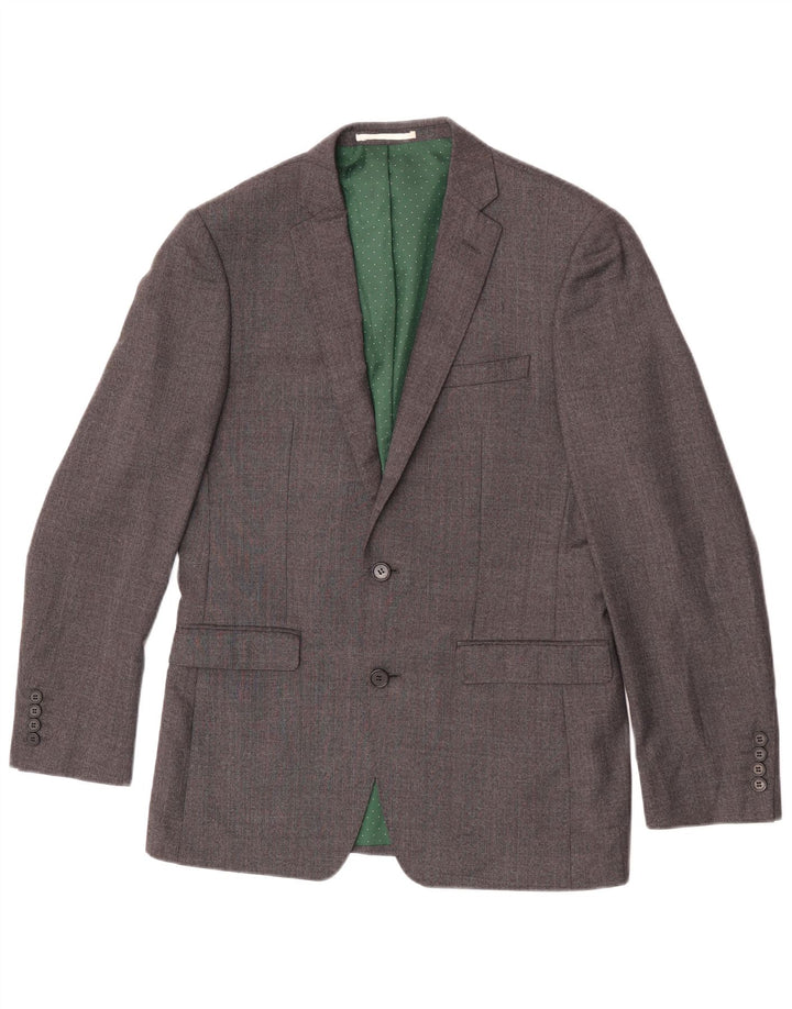 Jaqueta blazer masculina com 2 botões da French Connection Reino Unido 36 pequena lã cinza