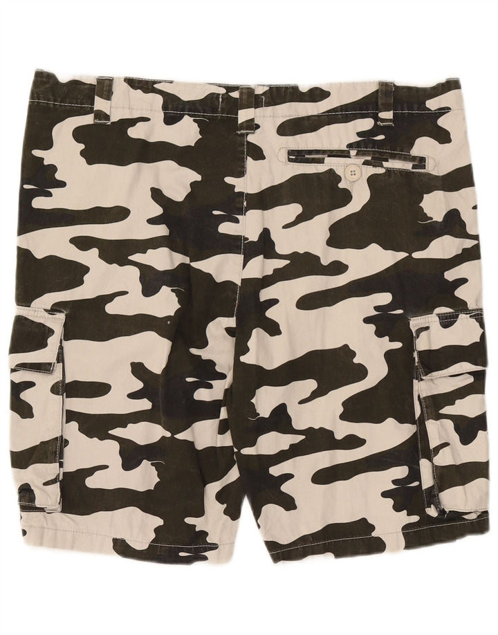 Shorts cargo masculino French Connection W34 grande camuflagem cáqui