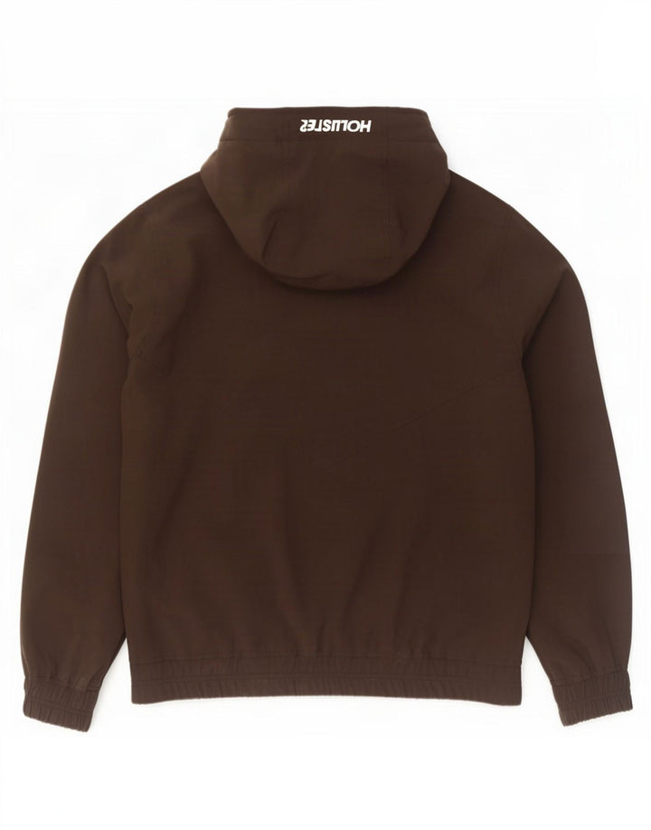 Jaqueta bomber masculina com capuz gráfico Hollister UK 36 poliéster preto pequeno