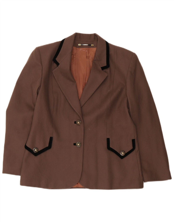 Jaqueta blazer feminina Dorene com 2 botões Reino Unido 18 XL marrom lã nova