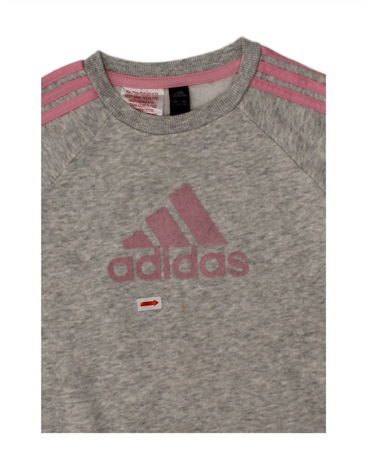 ADIDAS Baby Girls Graphic Sweatshirt Jumper 18-24 Months Grey Cotton Vintage Adidas and Second-Hand Adidas from Messina Hembry 