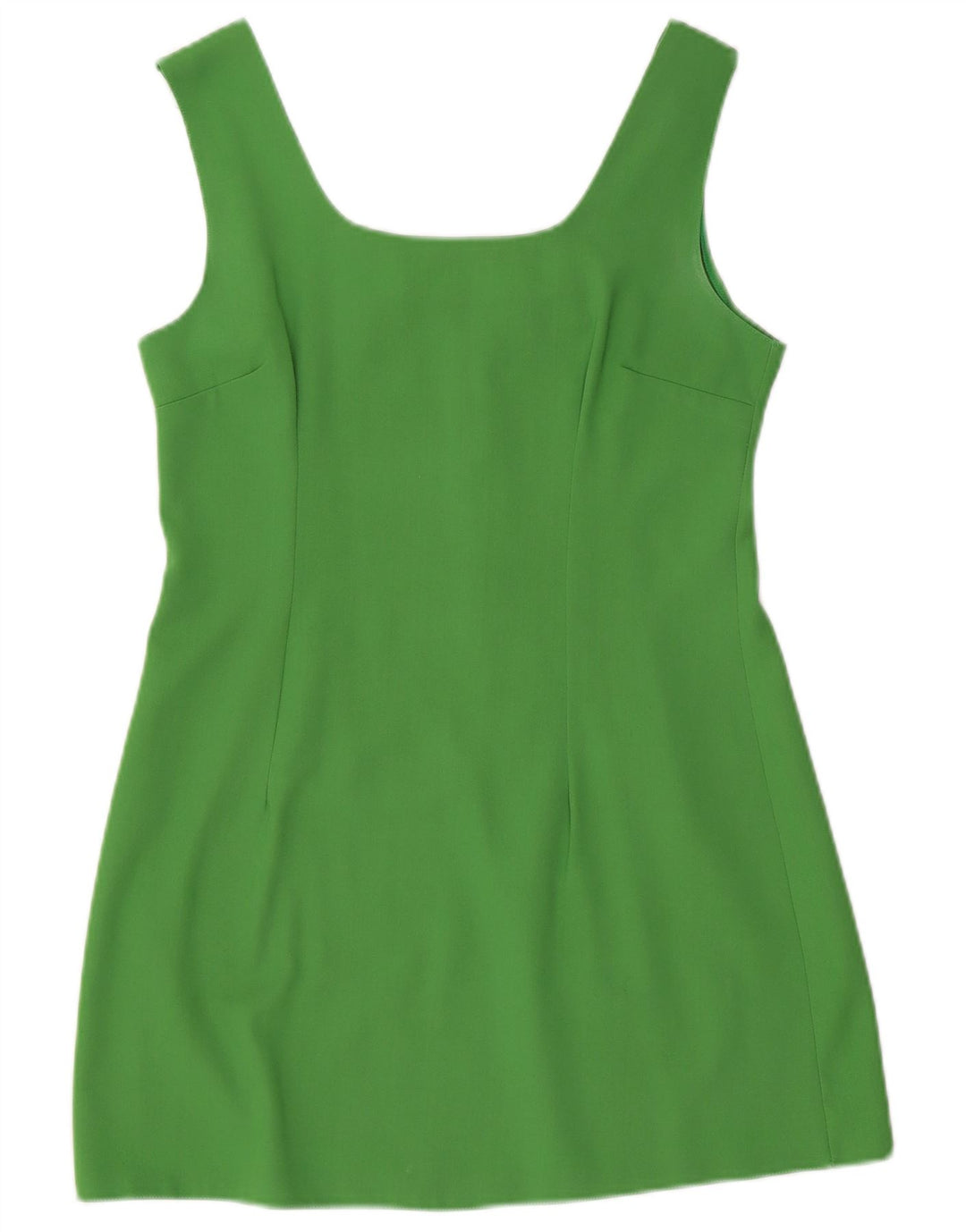 Vestido feminino vintage sem mangas com bainha UK 14 poliéster verde médio