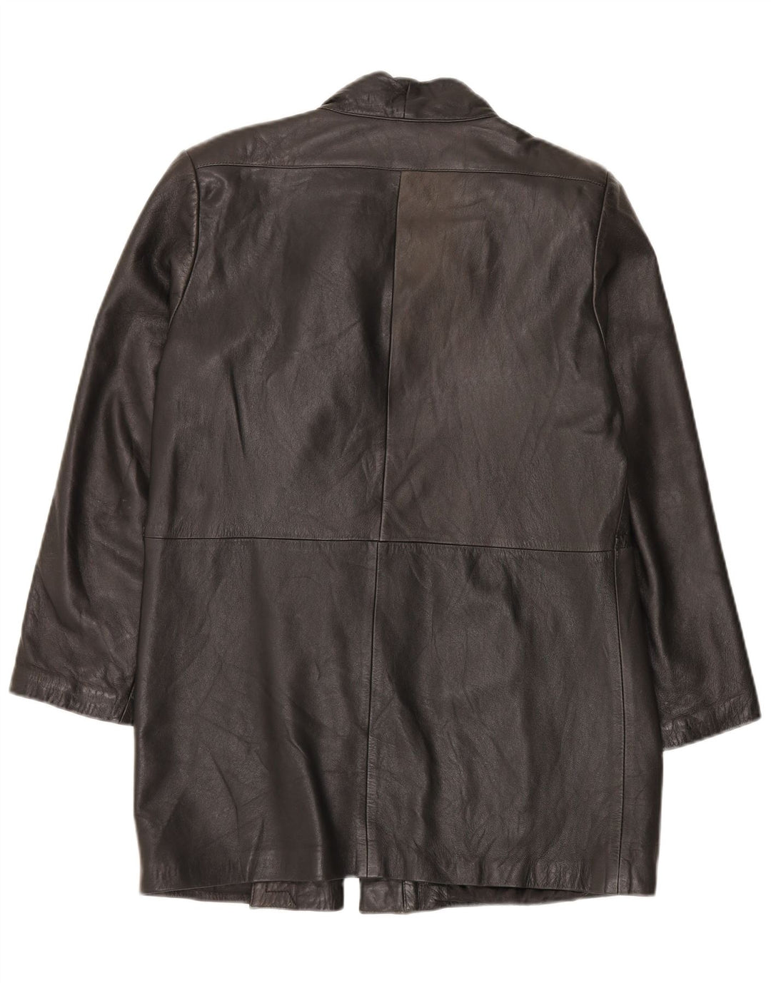 Casaco de couro feminino vintage IT 46 grande couro preto