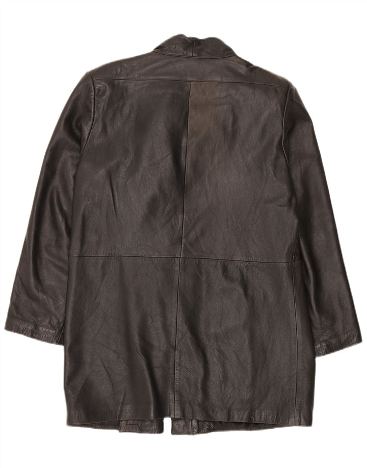 Casaco de couro feminino vintage IT 46 grande couro preto