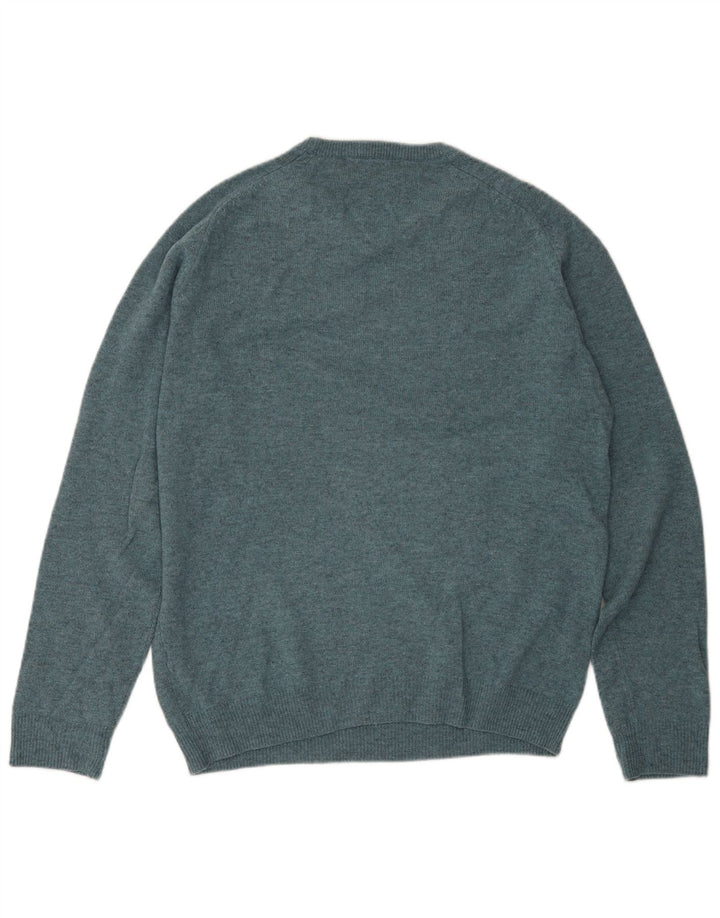 Suéter masculino Marks & Spencer com gola redonda, médio azul manchado