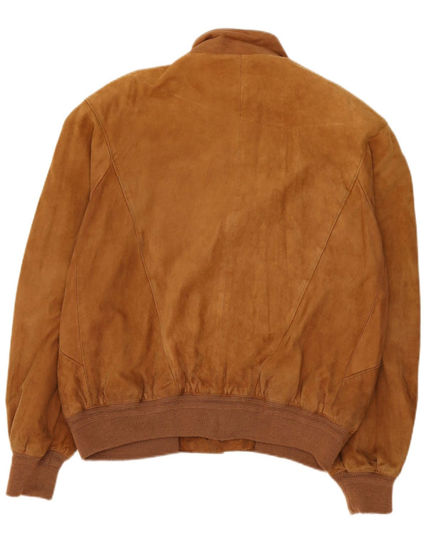 Vintage Mens Suede Bomber Jacket IT 50 Large Beige