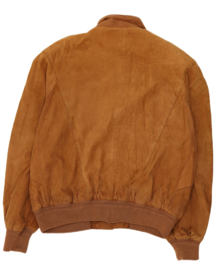 Jaqueta bomber masculina vintage de camurça IT 50 grande bege
