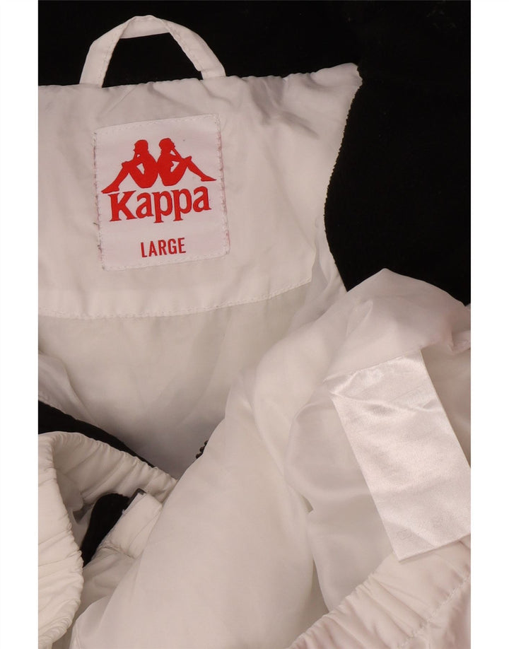 Jaqueta acolchoada masculina Kappa UK 40 grande poliéster colorblock branco