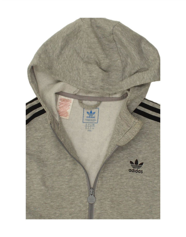 ADIDAS Boys Zip Hoodie Sweater 11-12 Years Grey Cotton Vintage Adidas and Second-Hand Adidas from Messina Hembry 