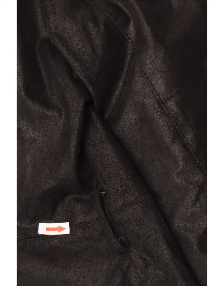 Jaqueta de couro feminina vintage IT 46 grande couro preto
