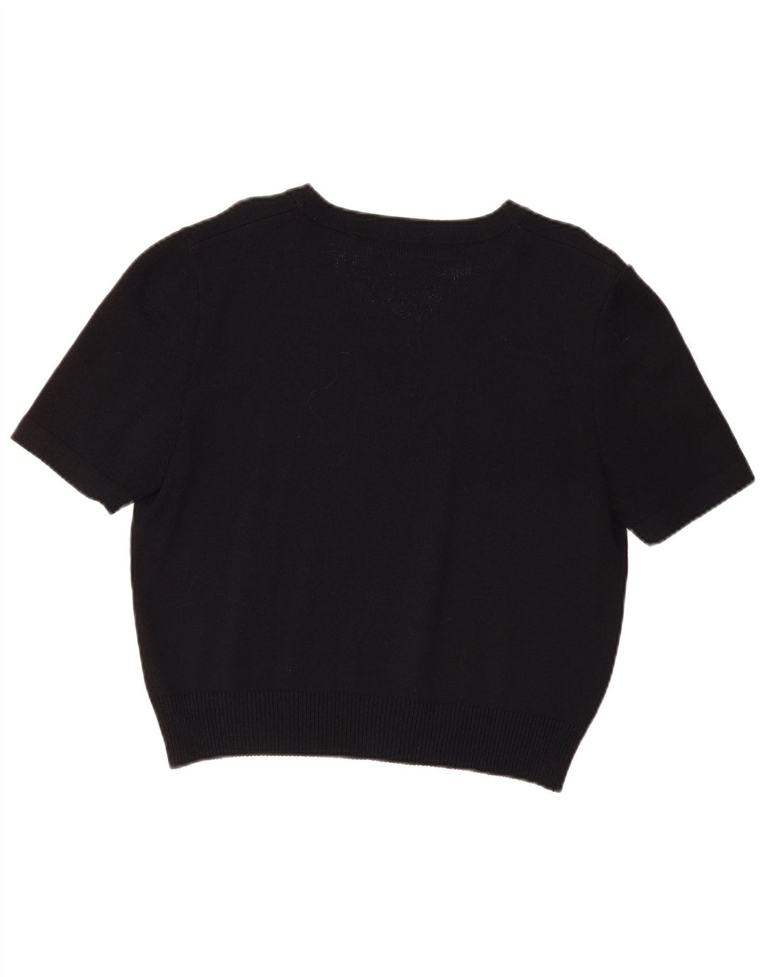 Suéter feminino ST.John Basics Crop com gola canoa Reino Unido 16 grande preto