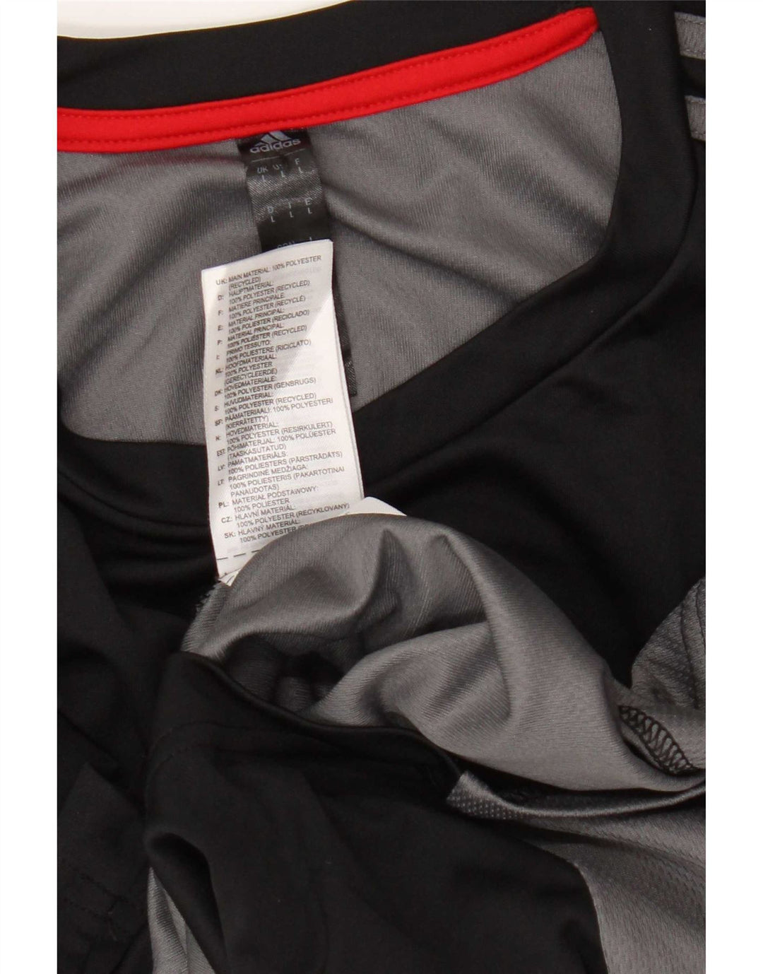 Adidas Mens Camiseta Top Grande Preto Colorblock Poliéster