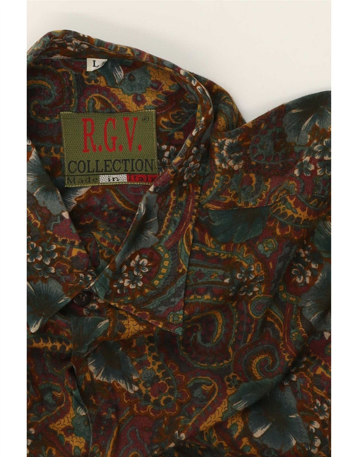 Camisa masculina vintage grande cáqui Paisley