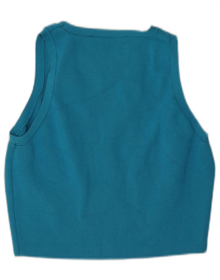 Zara Womens Crop Vest Top UK 14 Grande Viscose Azul