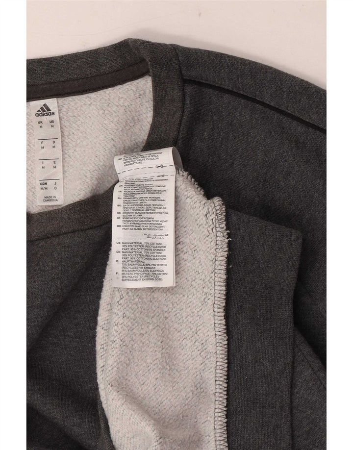 Adidas masculino regular fit moletom jumper médio cinza algodão manchado