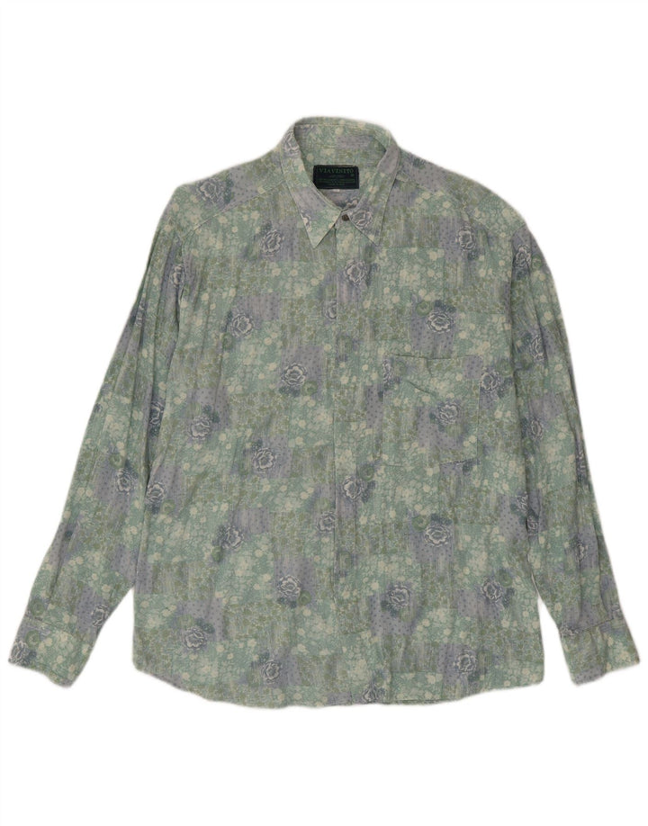 Camisa masculina Via Veneto grande verde floral