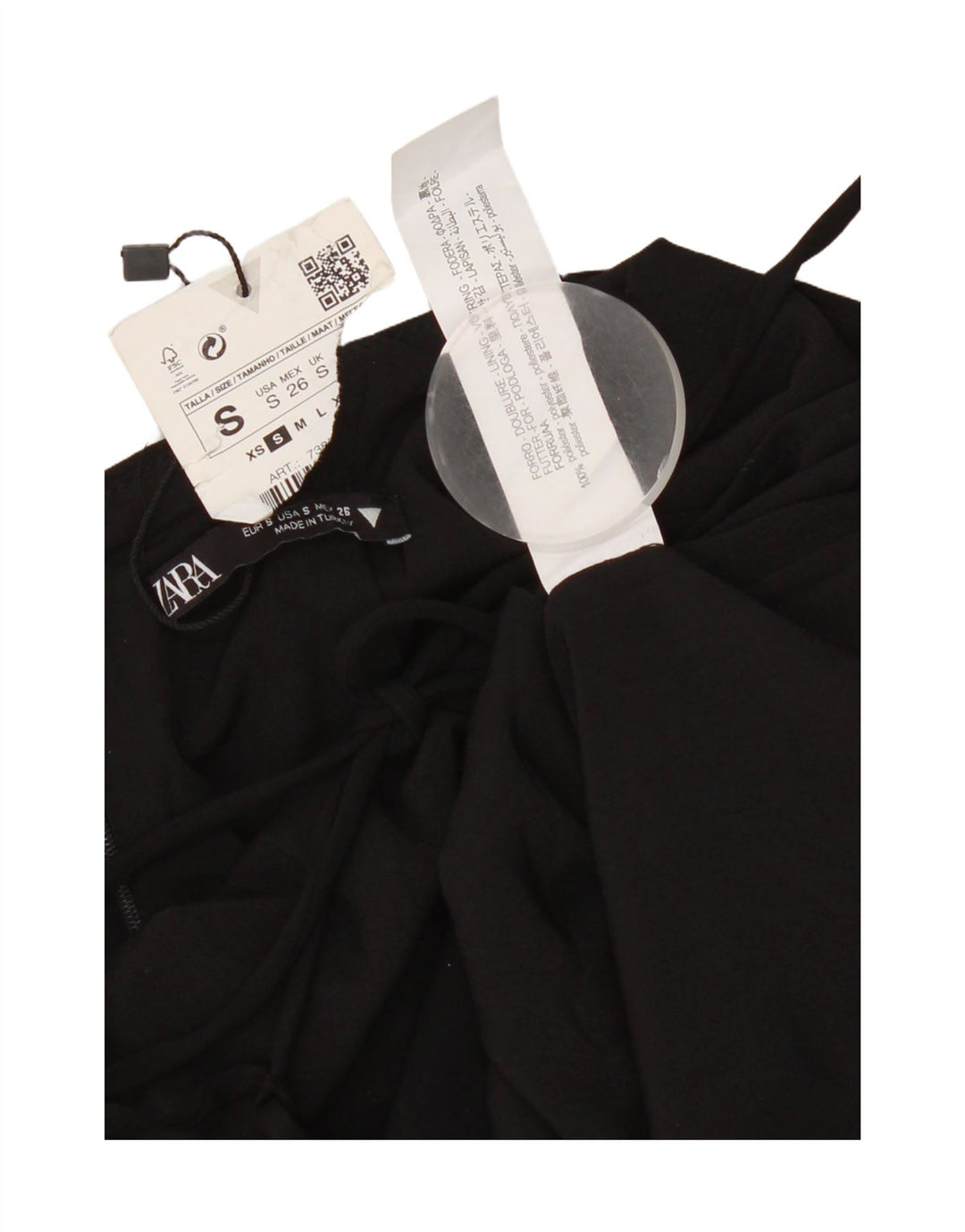 Zara Vestido de verão feminino pequeno poliéster preto