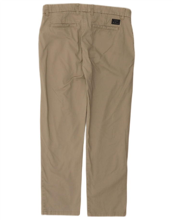 Calça chino masculina BEN SHERMAN de ajuste regular W34 L29 algodão bege