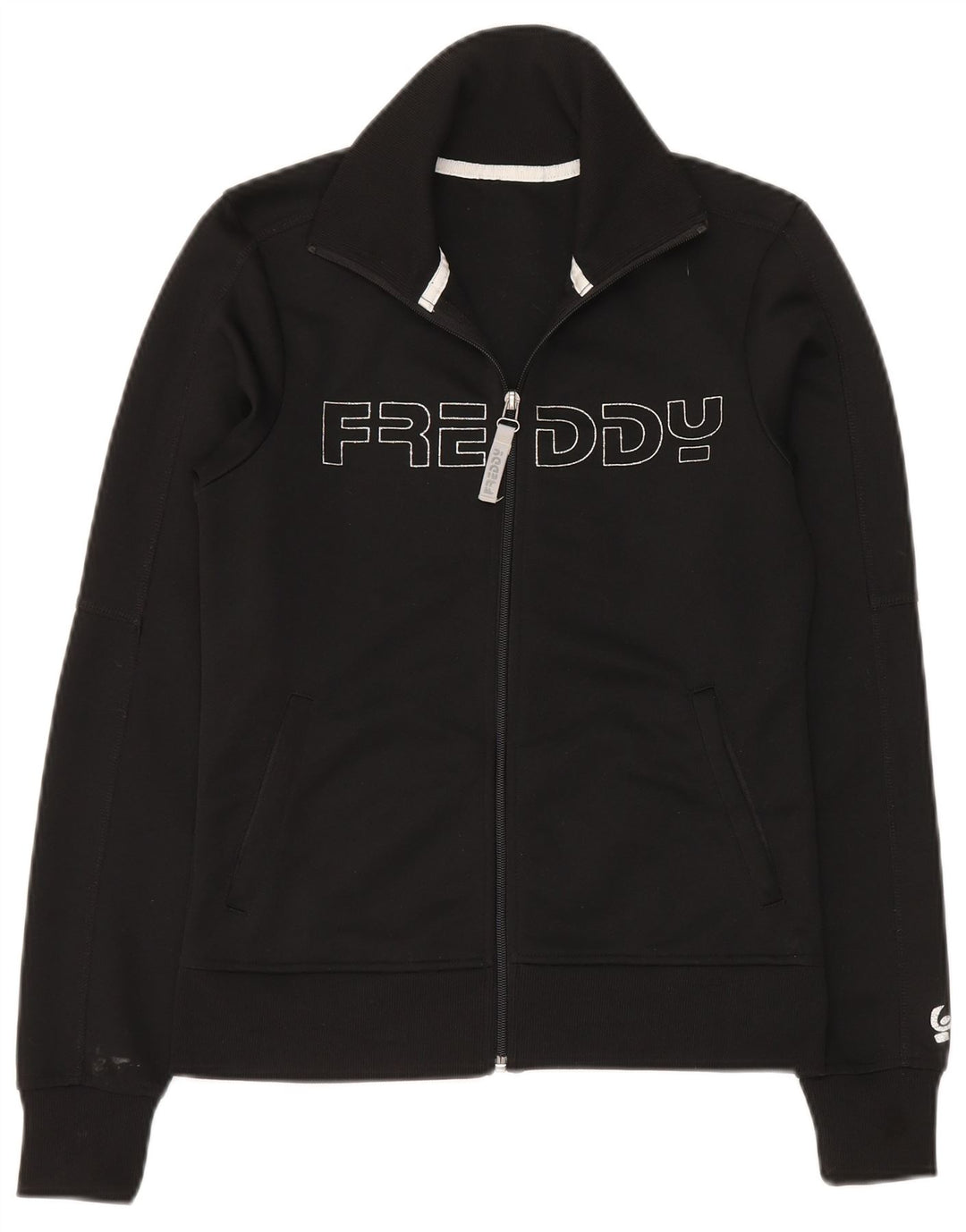 Freddy Womens Graphic Tracksuit Top Jacket UK 10 Pequeno Poliéster Preto