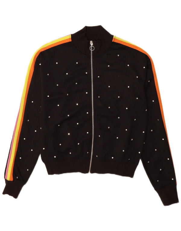 Topshop feminino oversized agasalho top jaqueta Reino Unido 6 XS preto manchado